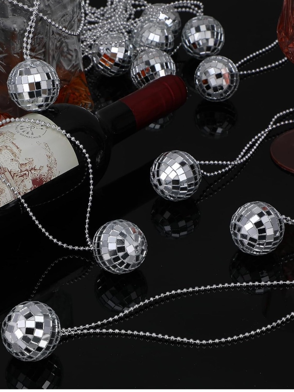20 Piece Disco Ball Bead Garland Necklace Set - Silver Party Decoration